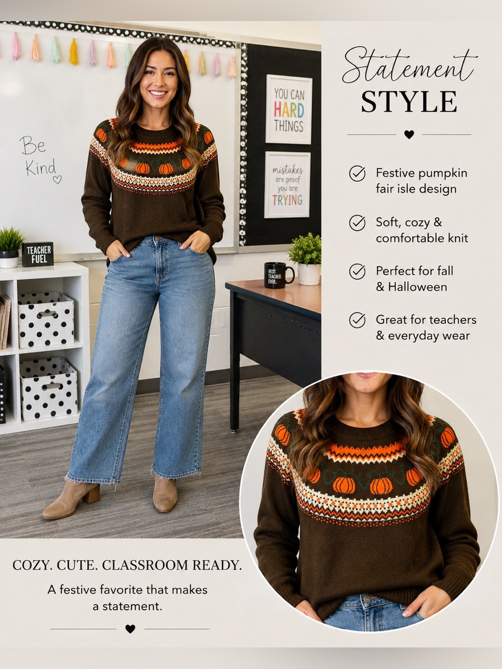 Vince Camuto Pumpkin Fair Isle Sweater – Size XL